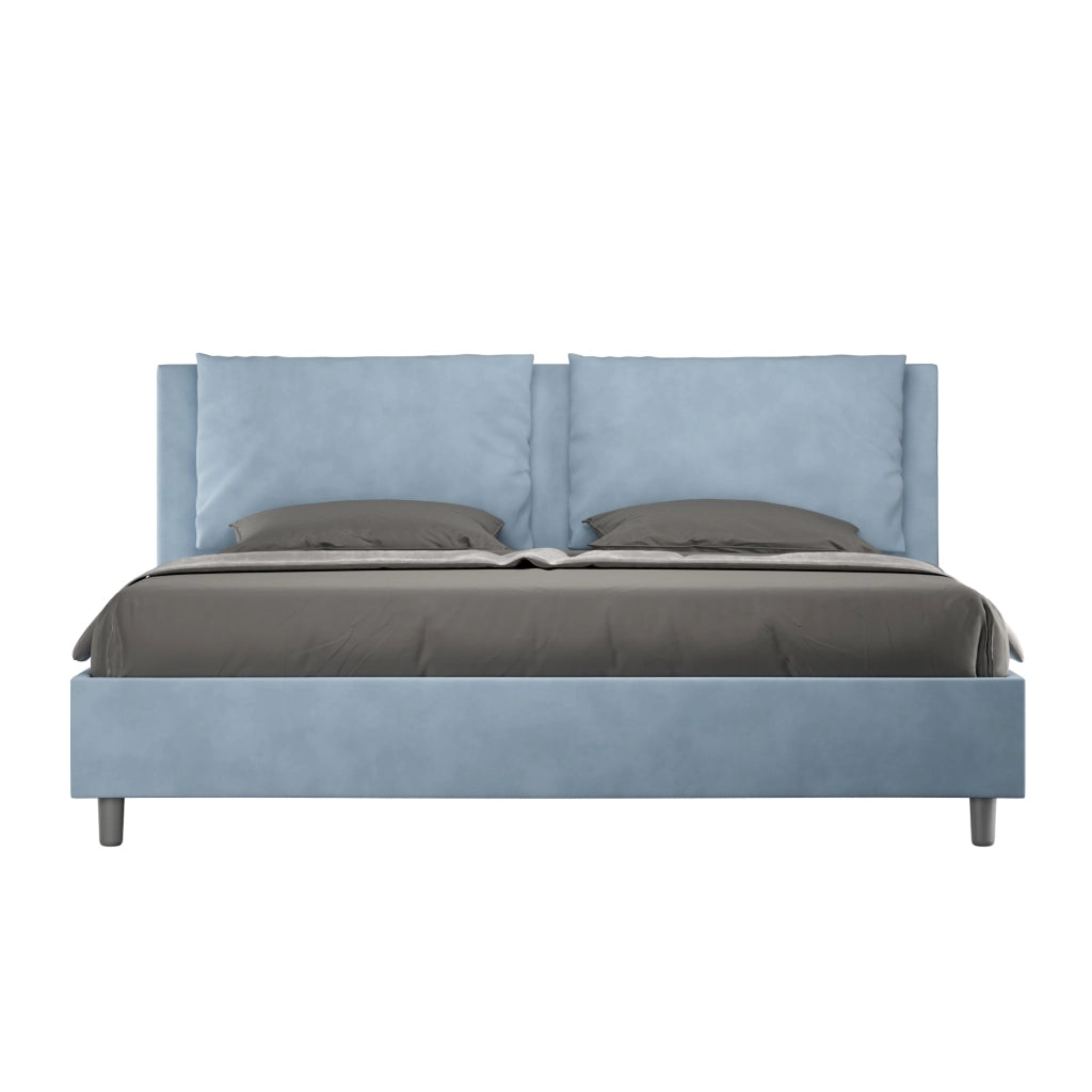 BS COM Letto contenitore imbottito 180x210 microfibra azzurro