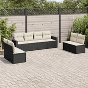 Set Divani da Giardino con Cuscini 8 pz Nero in Polyrattan
