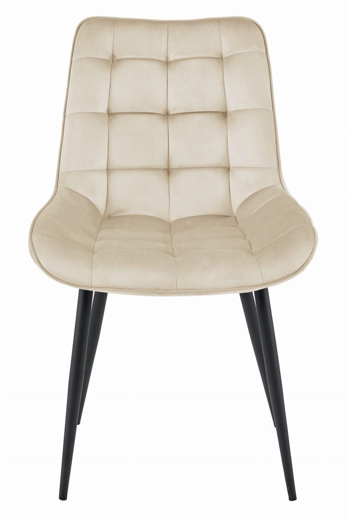 Sedia VALORA BERA - Velluto beige con gambe nere