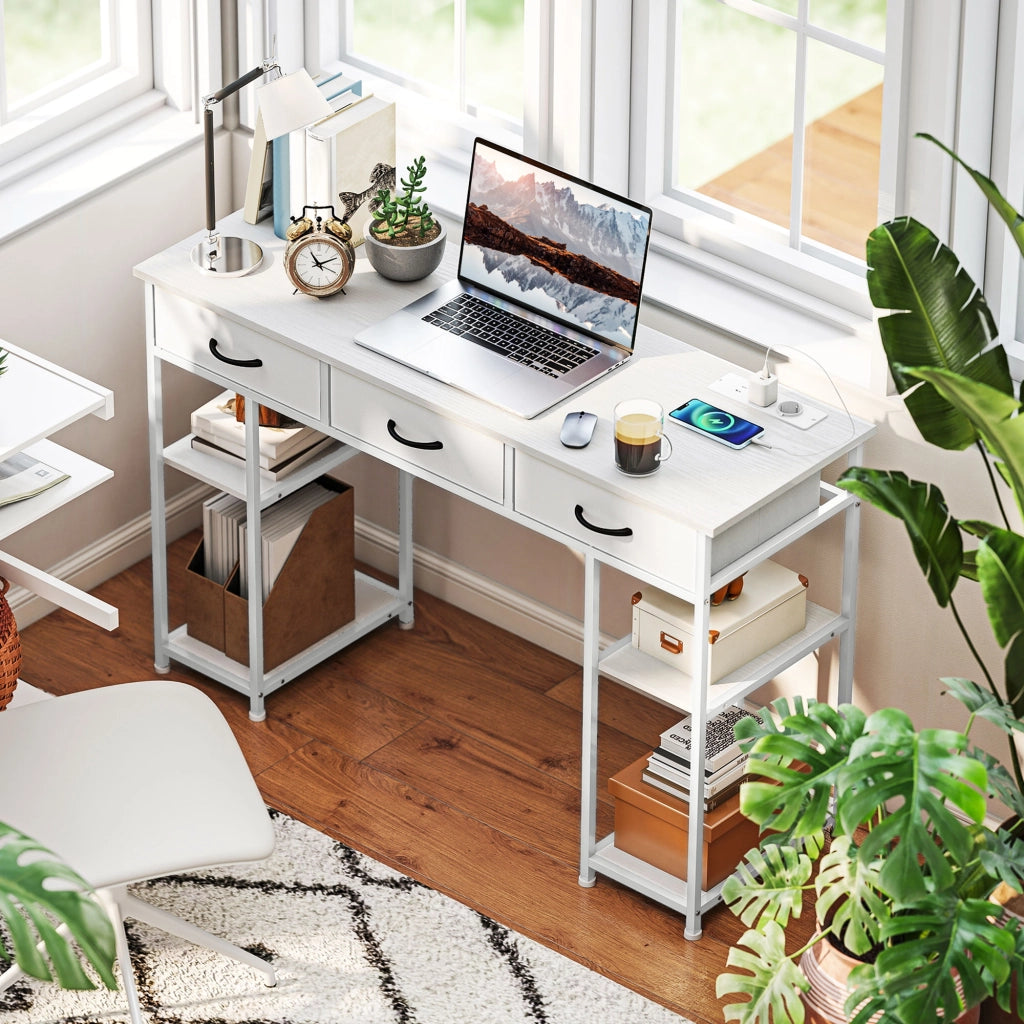 Scrivania con USB e presa ¨C Minimal ¨C 120x40x76 cm bianco