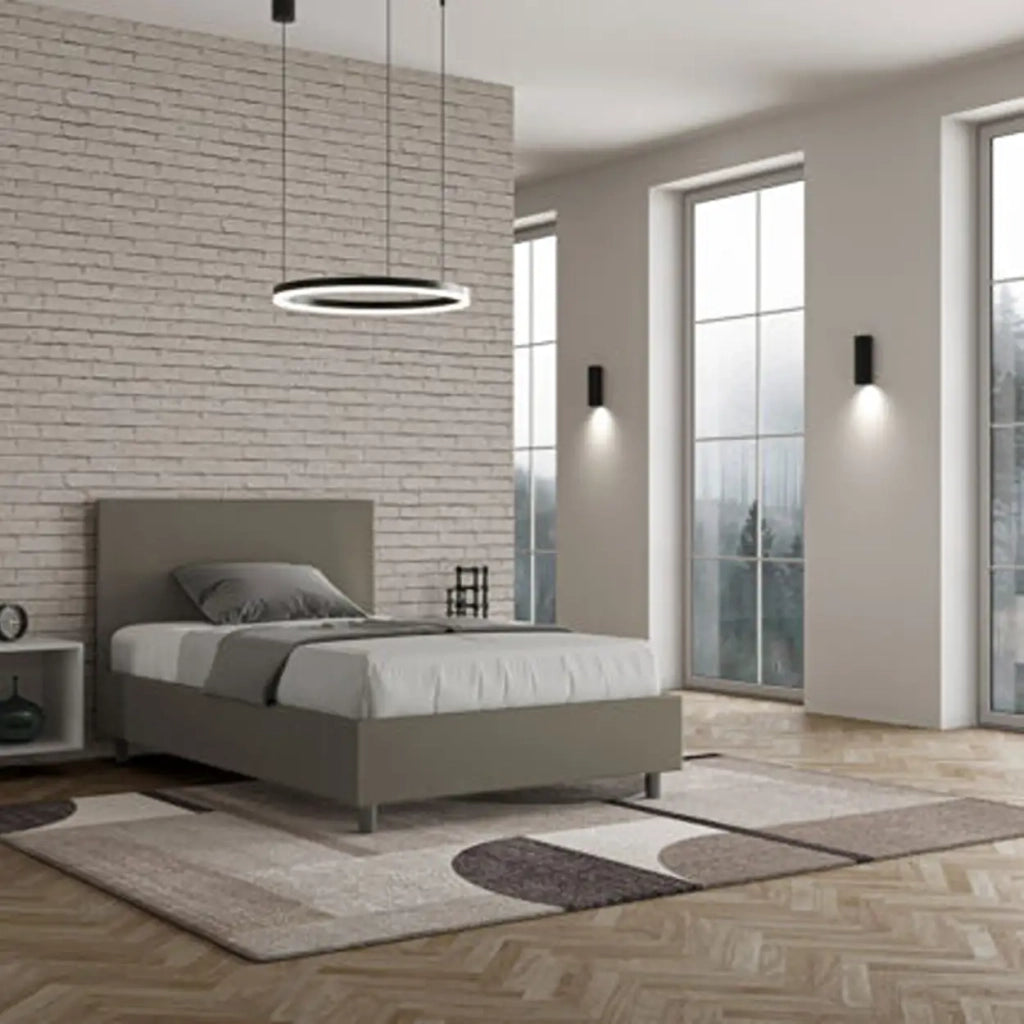 Letto una piazza e mezza senza rete imbottito 120x210 similpelle cappuccino Adele