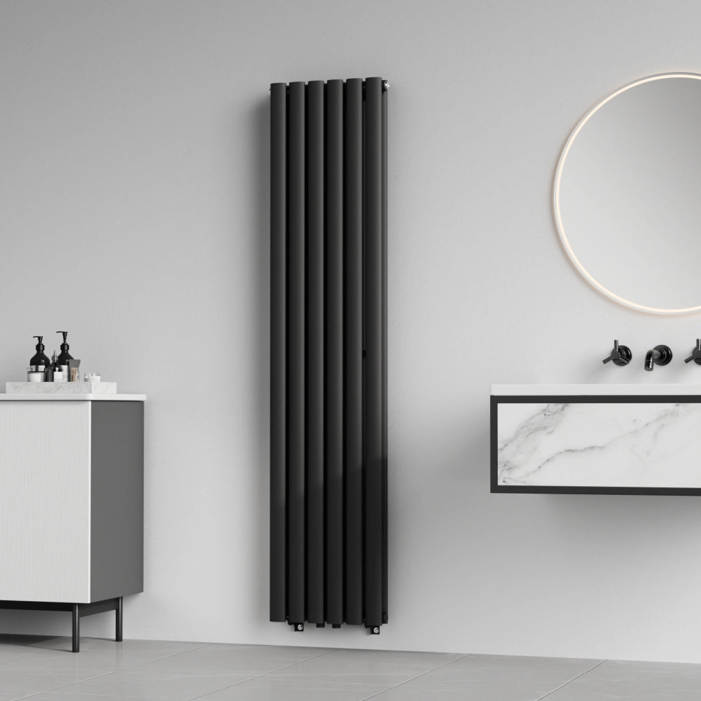 Termosifone Nore ad Acqua Calda Pannello Doppio con Elementi Tubolari 160 x 36 cm Nero [neu.haus]