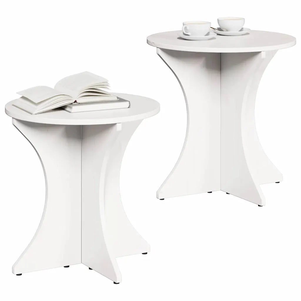 Tavolino da salotto 2 pcs Bianco Legno di pino massello 873566