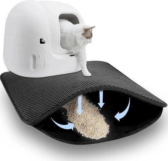 Matrice per gatti impermeabile, doppia, pieghevole, nera, 46 x 60 cm