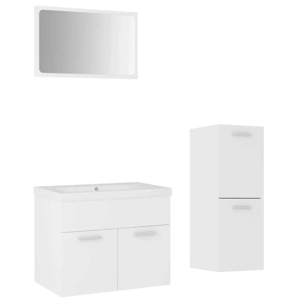 Set Mobili da Bagno Bianco in Legno Multistrato 3071180