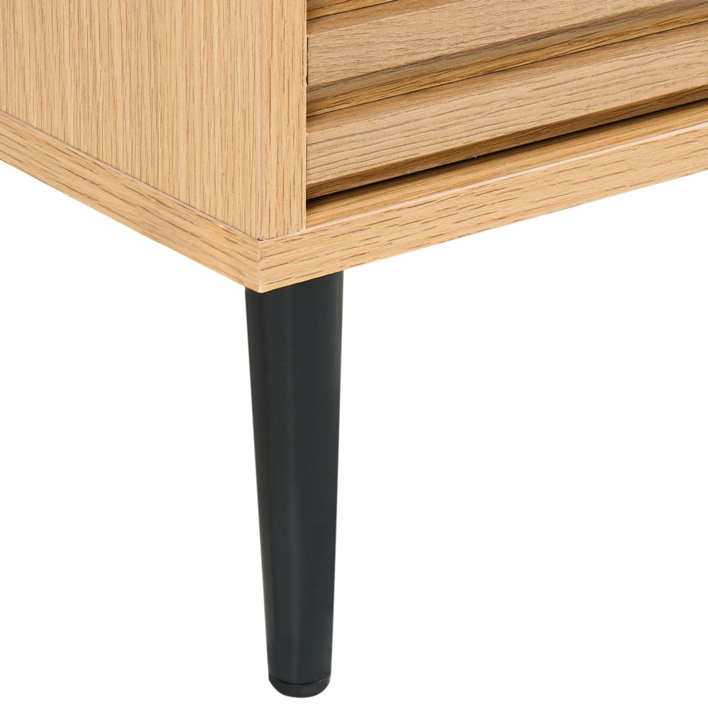 Cassettiera marrone chiaro MDF gambe in ferro 4 cassetti moderna