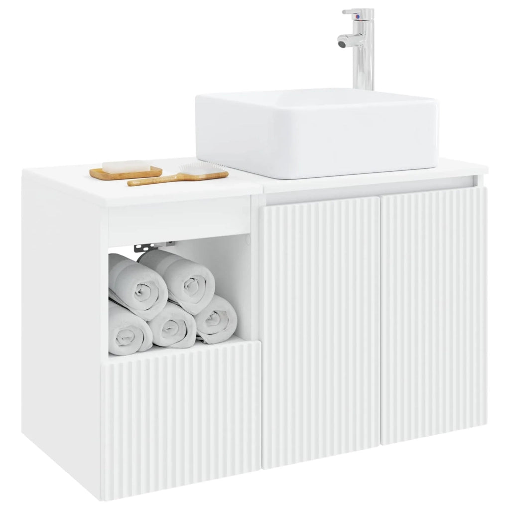 Set di mobili per il bagno 2 pz Bianco Legno ingegnerizzato 3404044