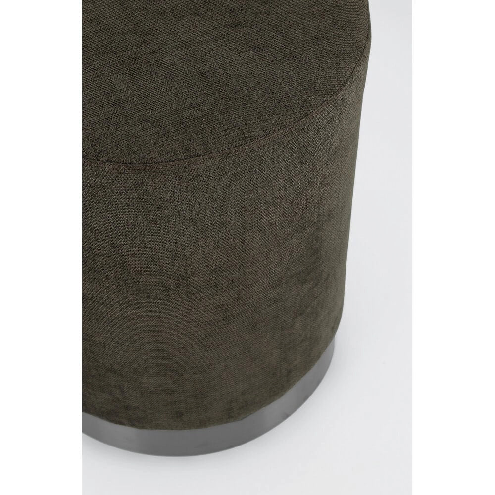 Pouf Rotondo Imbottito in Tessuto con Base in Acciaio - LEE