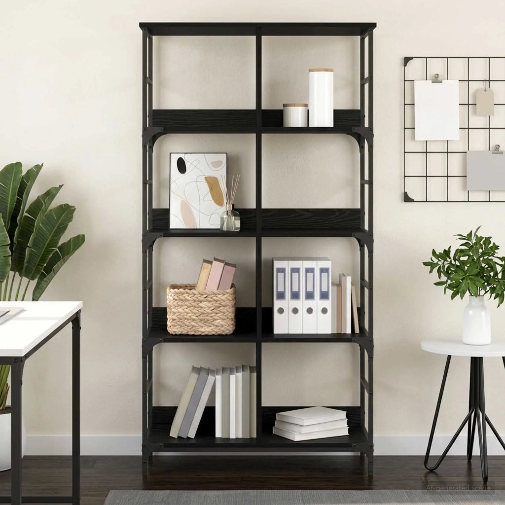 Libreria 4 livelli 78,5 x 33 x 153 cm metallo PB Rovere nero 8010894