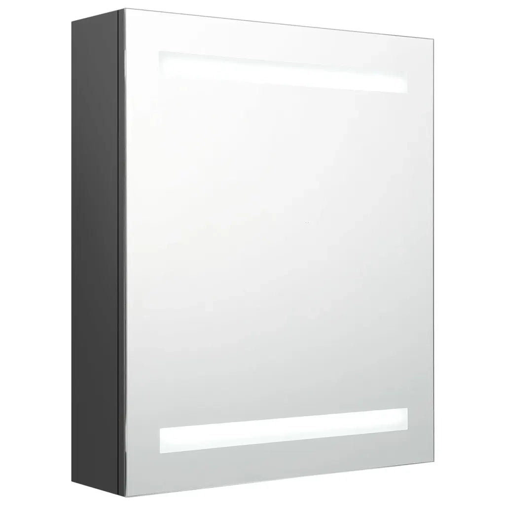 Armadietto Bagno con Specchio e LED-Mobile bagno con specchio Grigio 50x14x60 cm