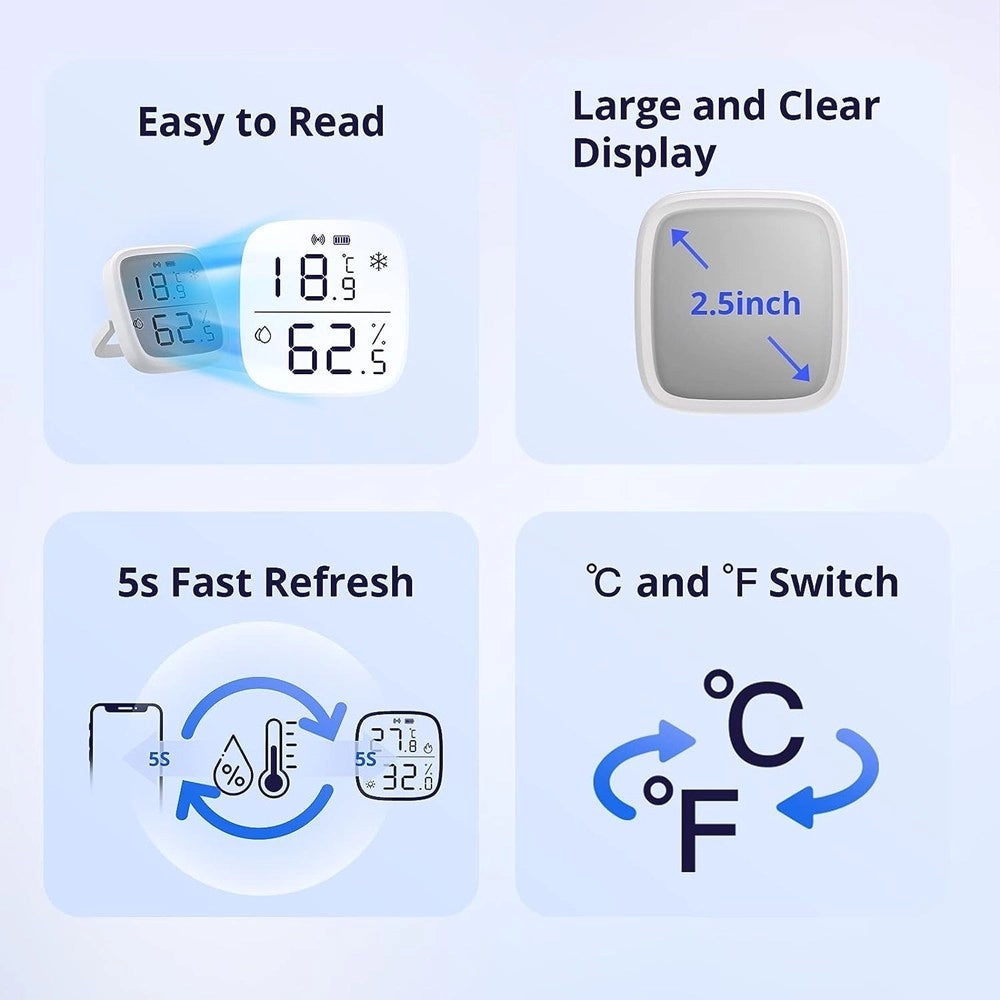 Trade Shop - Mini Sensore Temperatura Umidità Termometro Igrometro Display Lcd Sonoff Snzb-02d -