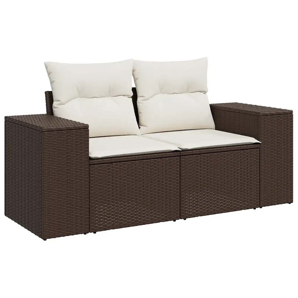 Set Divano da Giardino 6 pz | Set Salotto da Giardino con Cuscini Marrone in Polyrattan