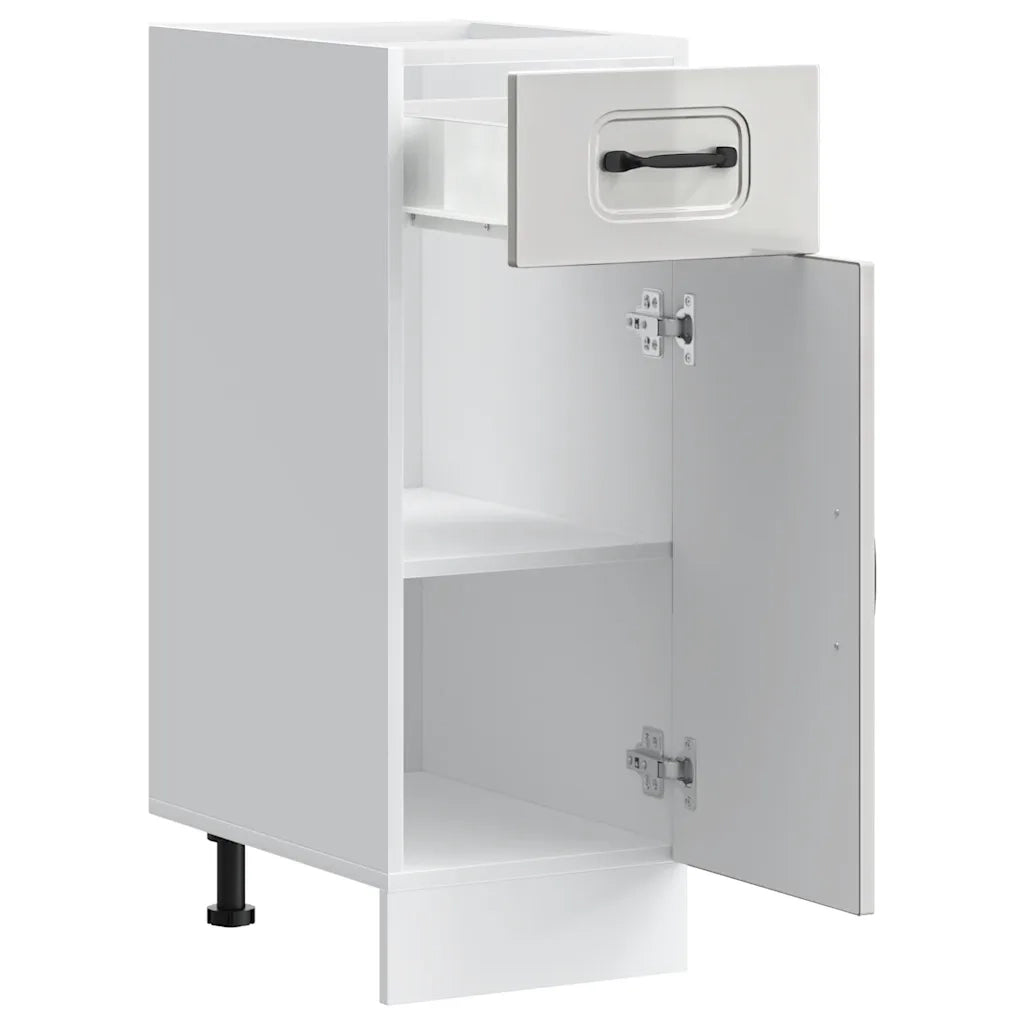 Mobile da cucina moderno con ampio spazio contenitivo 30 x 46 x 81,5 cm piedini regolabili legno composito bianco lucido 02_0049882