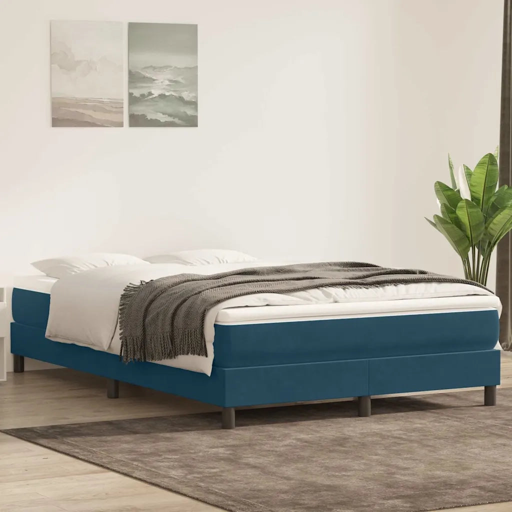 Letto a Molle senza Materasso Blu Scuro 140x220 cm Velluto 3315877