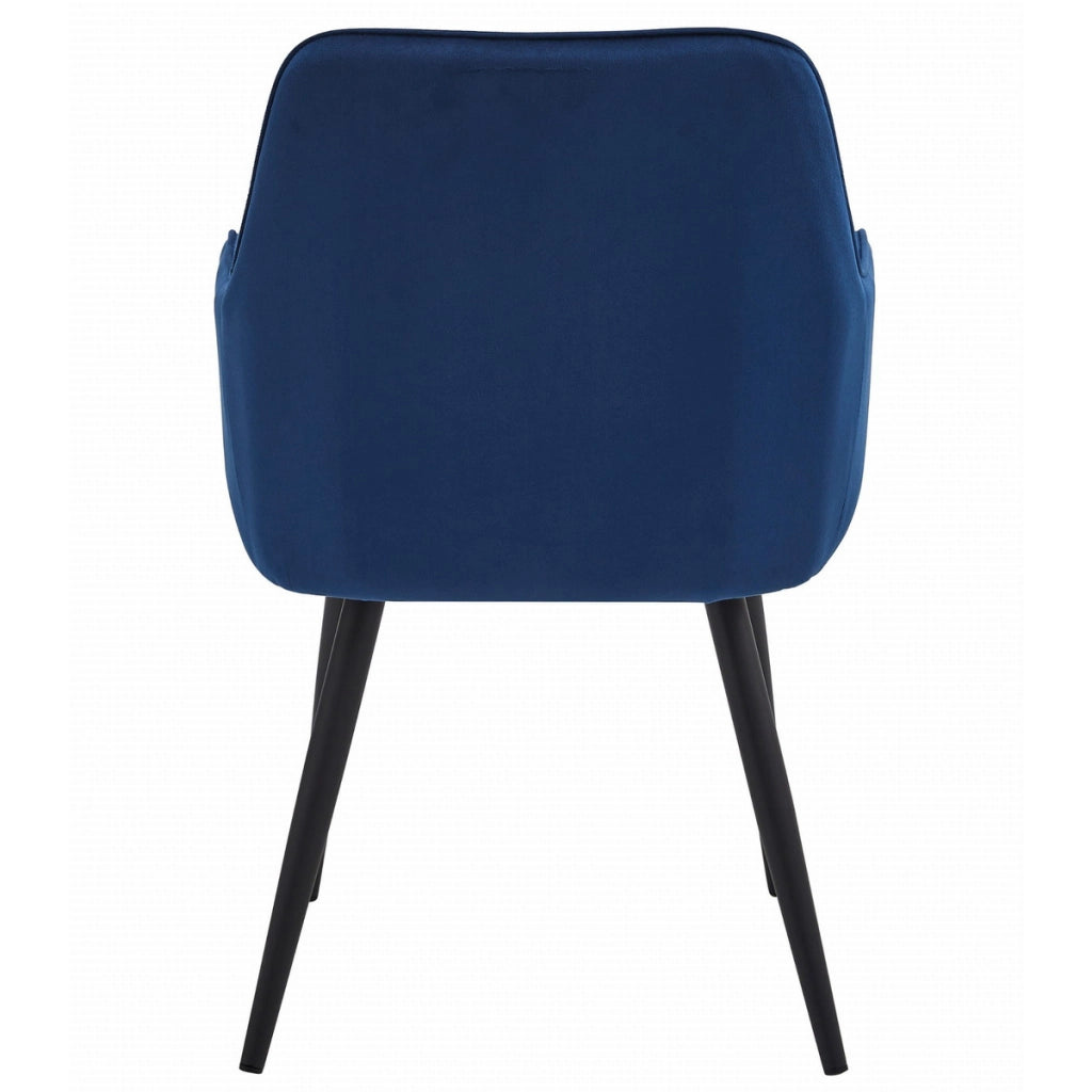 Sedia Nana in velluto blu notte con gambe nere