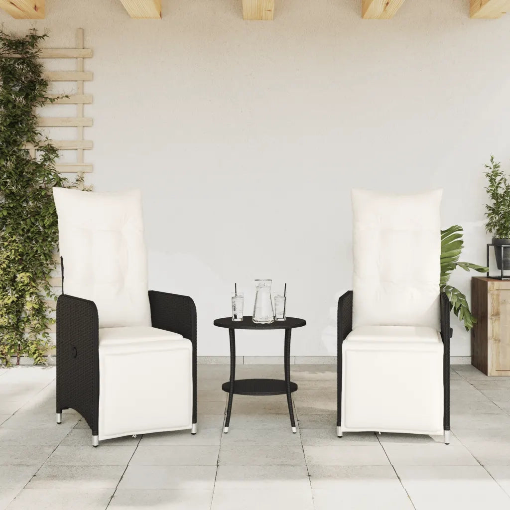 Sedie da Giardino Reclinabili 2 pz | Sedie da Esterno con Tavolo in Polyrattan