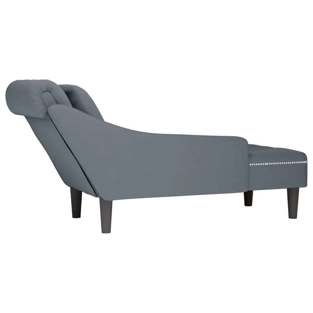 Sdraio con Cuscino e Bracciolo Destro in Velluto Grigio Scuro 4009773