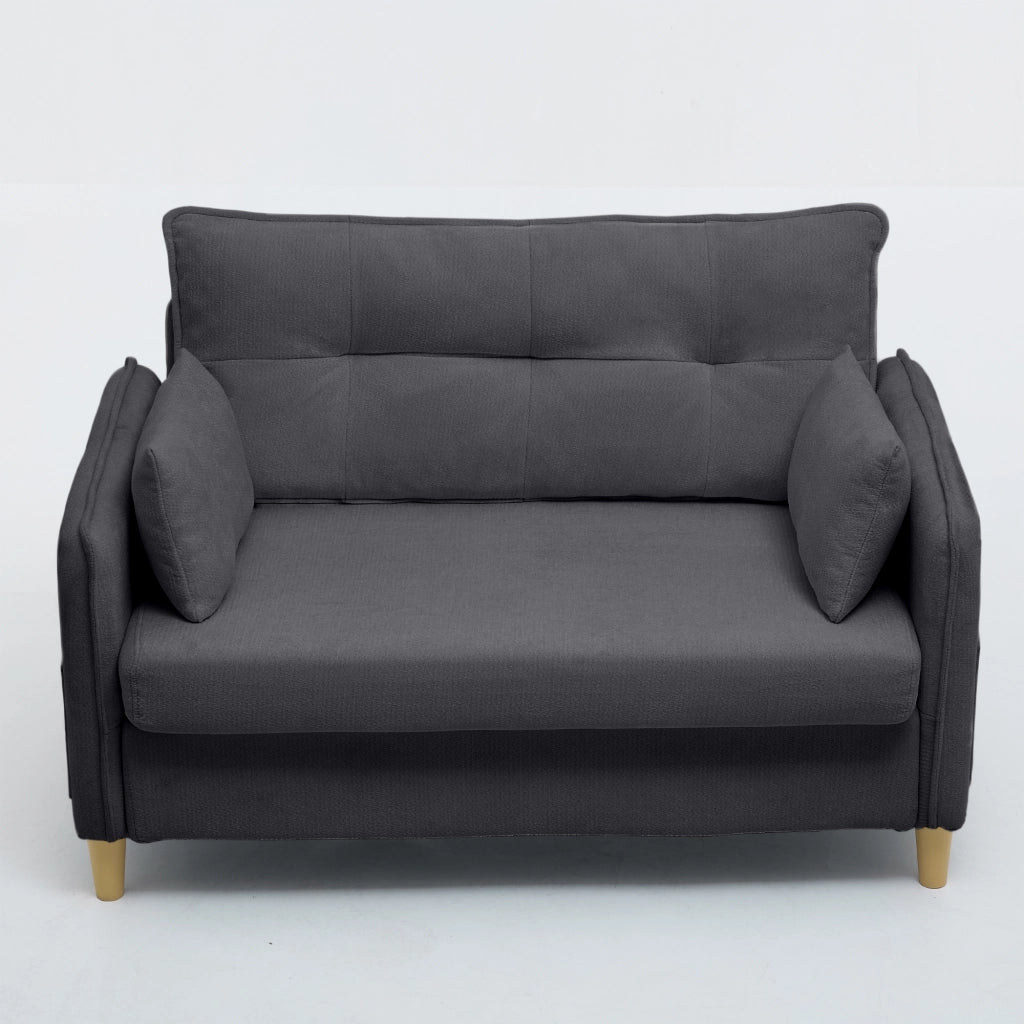 Divano 2 Posti con Braccioli e Tasche Laterali ¨C MINIMAL ¨C Chenille, Grigio Scuro