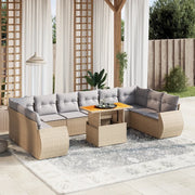 Set Divani da Giardino 11 pz con Cuscini Beige in Polyrattan