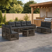 Set Divano da Giardino 9 pz Grigio e Grigio Scuro polyrattan 3436778