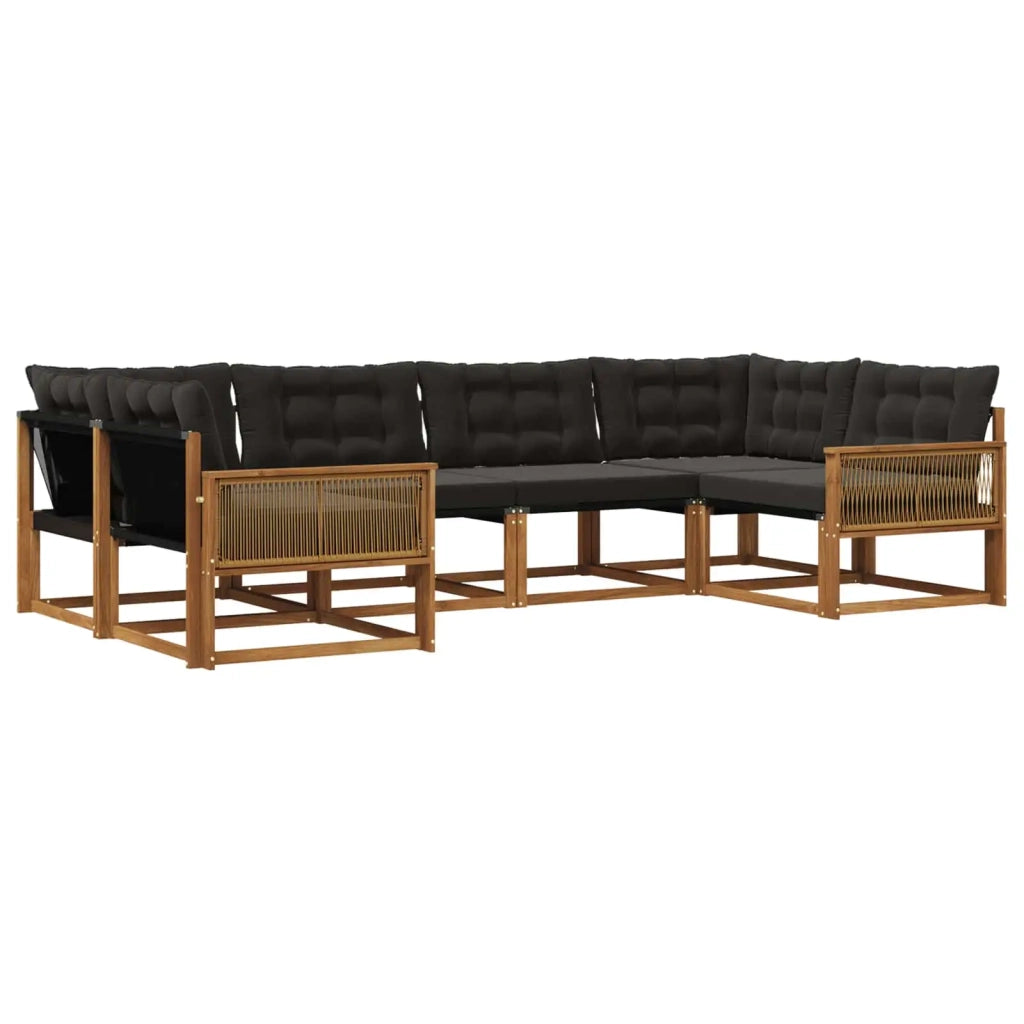 Set di divani da esterno con cuscino 6 pcs Naturale e Nero 3381652