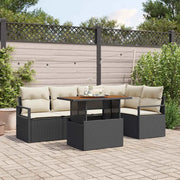 Set da Pranzo per Giardino con cuscino 6 pcs Nero e Crema