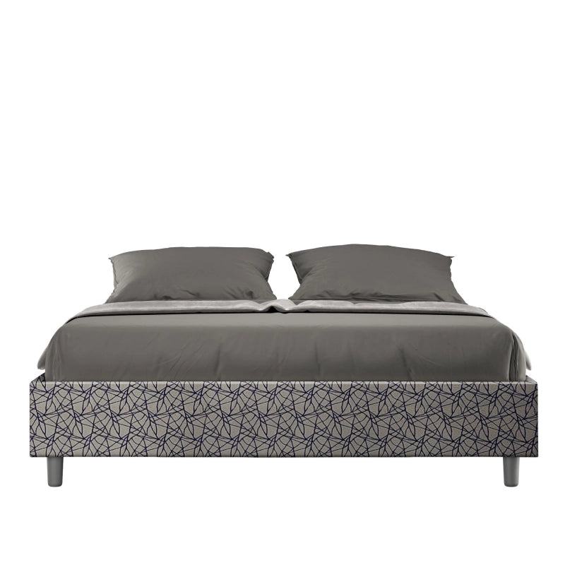 Letto Sommier imbottito Matrimoniale 160x200 cm tessuto Era Azelia - Senza rete,Blu