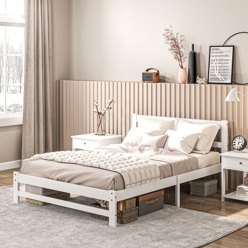 Letto Matrimoniale in Legno ¨C Minimal ¨C Bianco 195x141 cm