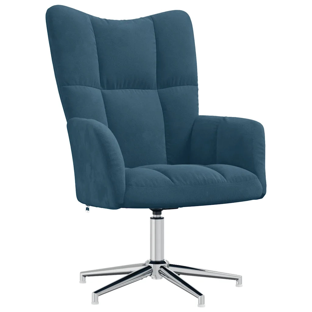 Poltrona Relax con Poggiapiedi Blu in Velluto 328138