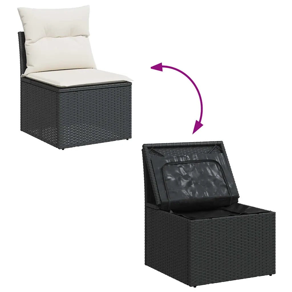 Set Divani da Giardino 9 pz con Cuscini Nero in Polyrattan 3327916