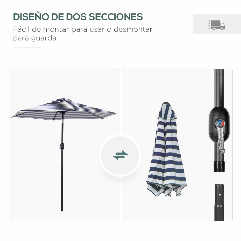 Ombrellone da Giardino ¨C Minimal ¨C 230x216 cm Blu e Bianco