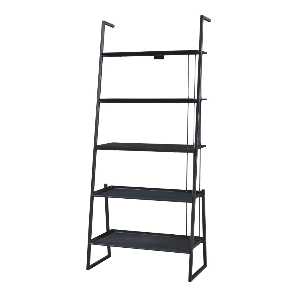 Set Storfjord Composto di Scaffale a 5 Ripiani e Scaffale con Armadietto - Nero [en.casa]