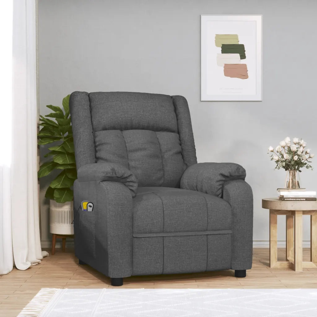 Poltrona Massaggiante Elettrica Grigio Scuro in Tessuto 3143580