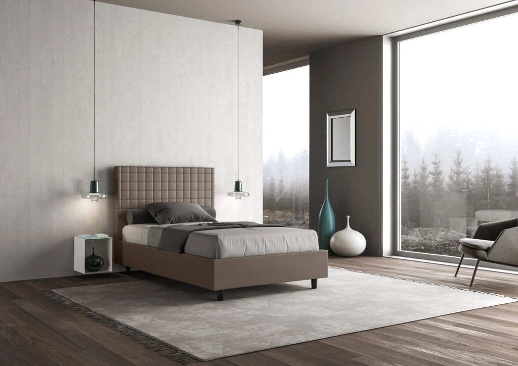 Letto Singolo 80x210 cm con Rete e Contenitore Sunny Cappuccino