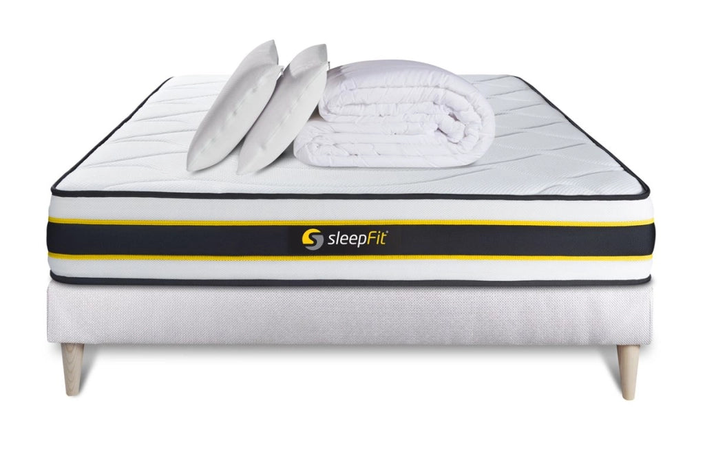 Pacchetto letto completo - Materasso 200x200cm + Box spring con doghe (kit) + 2 cuscini + Piumone - Flexy