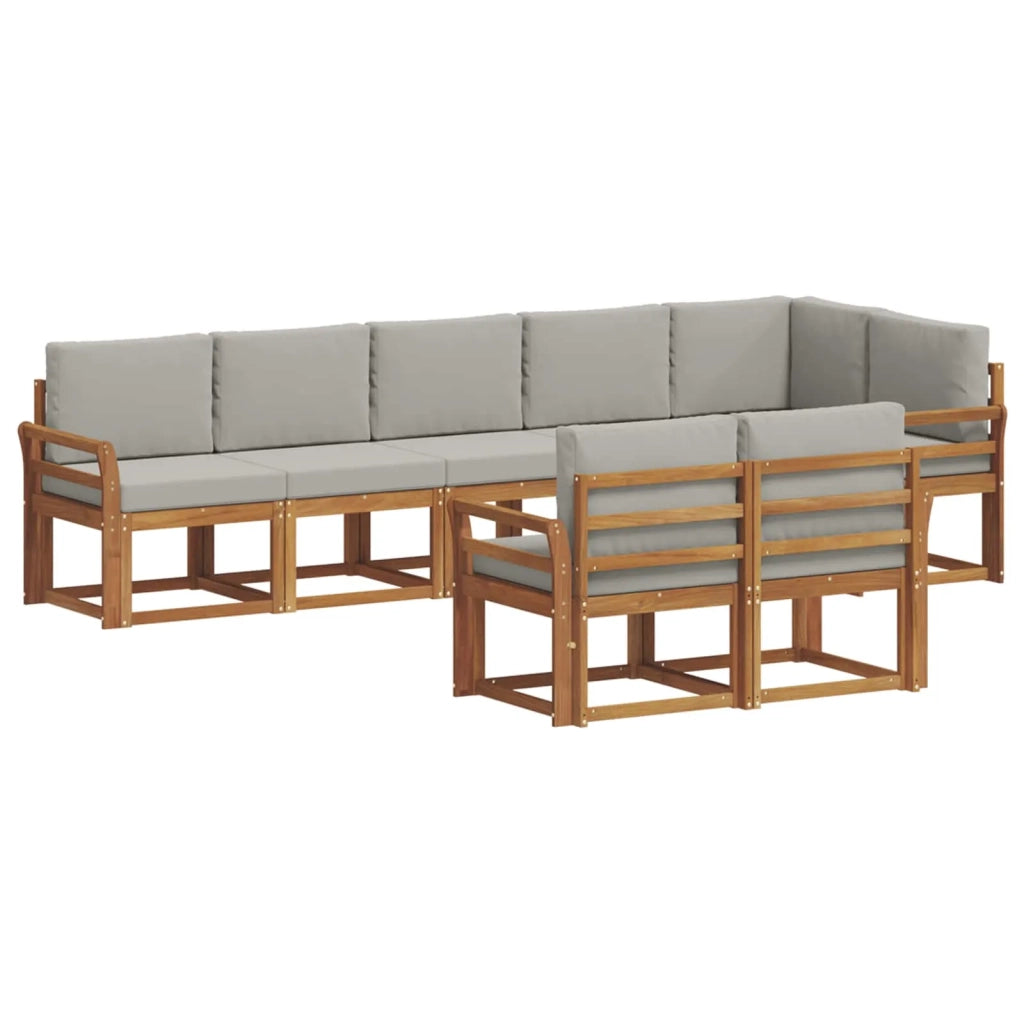 Set di divani da esterno 8 pcs Grigio Naturale e Chiaro 3366569