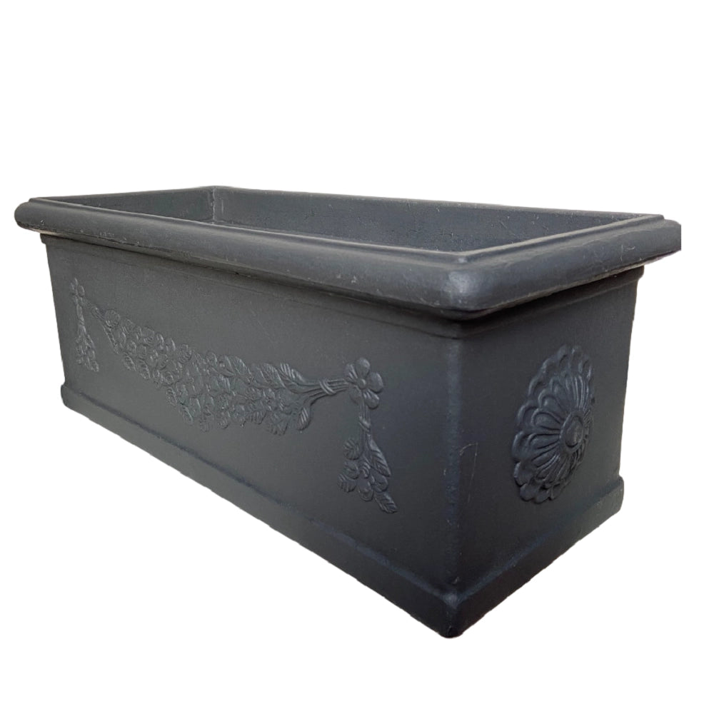Cheonda - Garden Italia Fioriera Festonata GCF 100×40 cm in Resina – Made in Italy, Resistente al Gelo e Antiurto Colore: Antracite