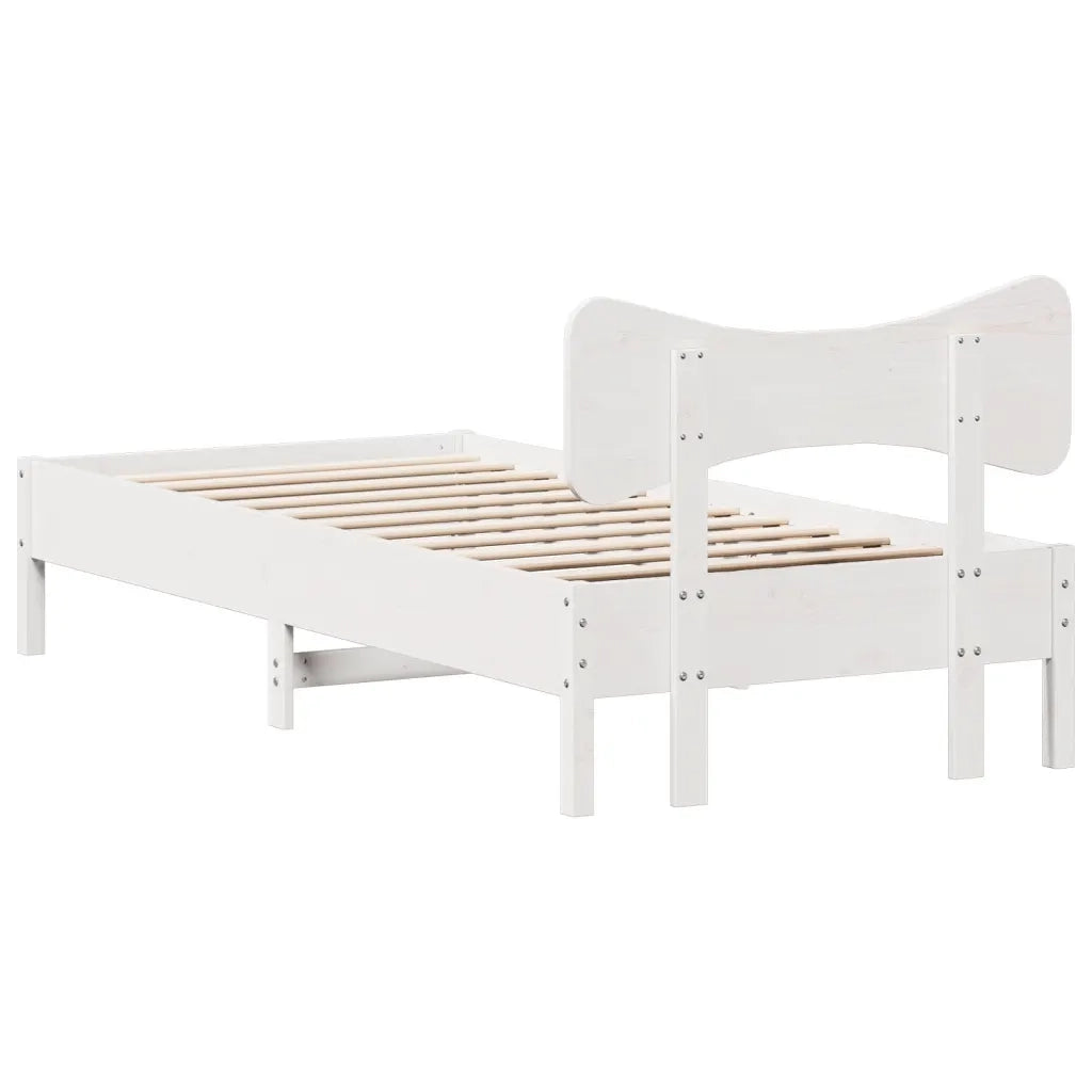 Letto singolo | Letto per adulti | Giroletto senza Materasso Bianco 100x200 cm Legno Massello Pino