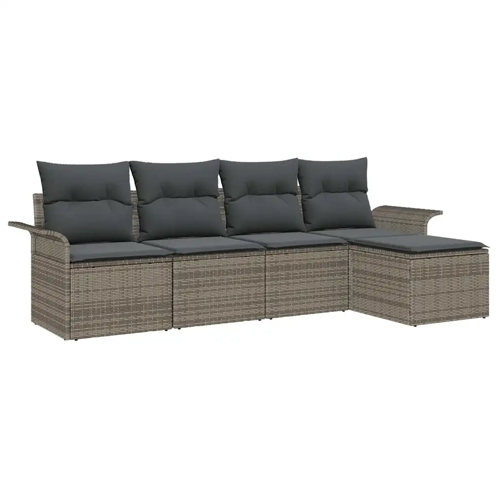 Divano da esterno con cuscino 5 pcs Grigio polyrattan 3345319