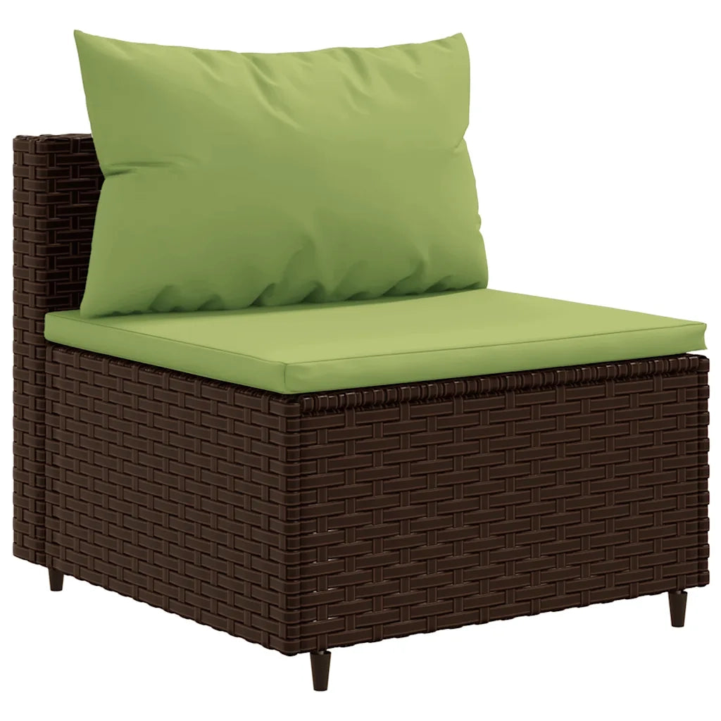 Set Divani da Giardino 5 pz con Cuscini Marrone in Polyrattan 3308094
