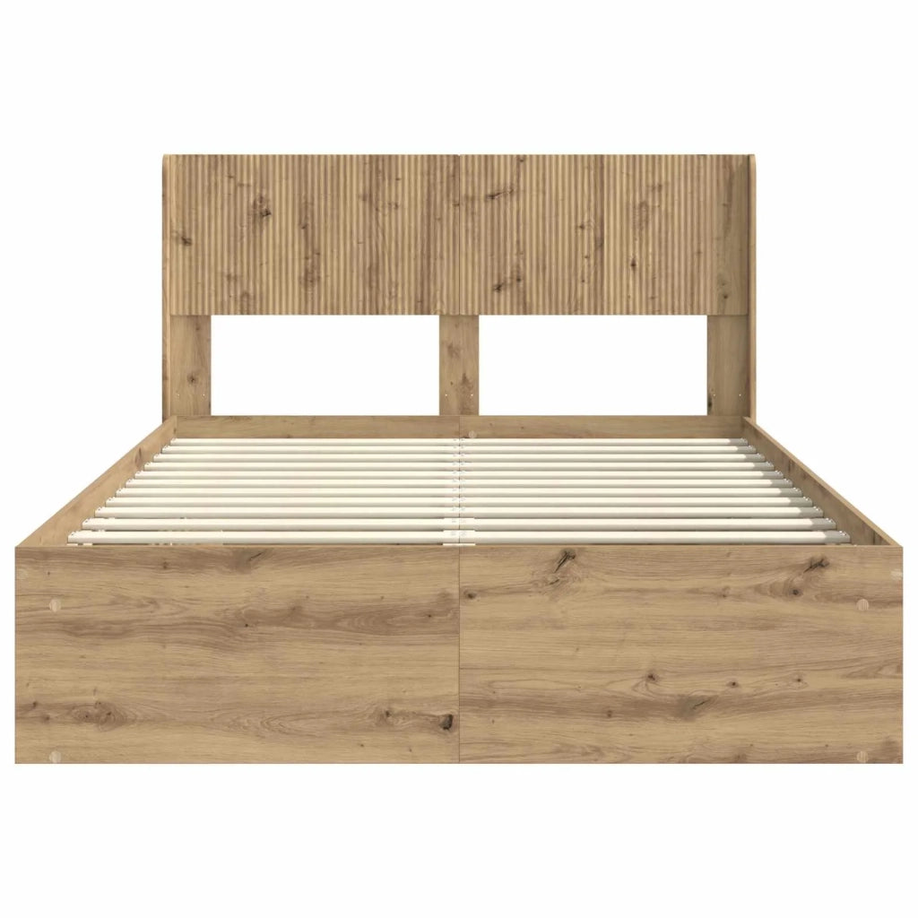 Letto matrimoniale | Letto per adulti | Struttura del letto con stoccaggio e testata Rovere Artigianale