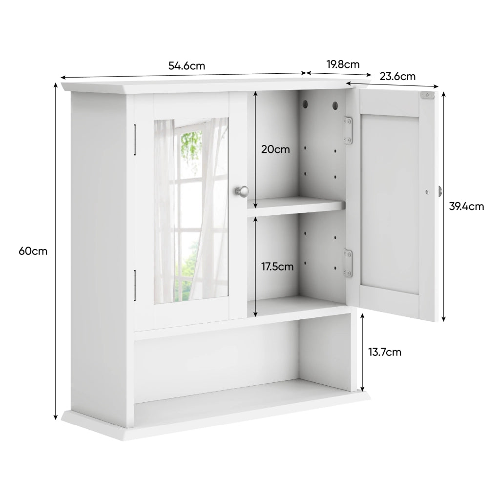 ARMADIO DA BAGNO con specchio 54,6 x 19,8 x 60 cm Bianco MDF
