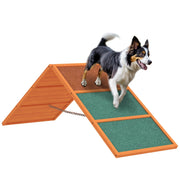 Rampa per Cani Pieghevole ¨C Xylo ¨C Regolabile Antiscivolo Legno di Abete 173x59x66cm Arancione/Verde