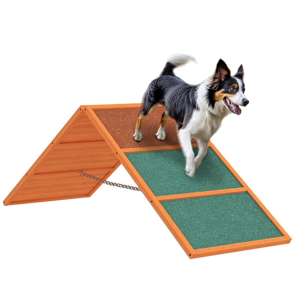 Rampa per Cani Pieghevole ¨C Xylo ¨C Regolabile Antiscivolo Legno di Abete 173x59x66cm Arancione/Verde
