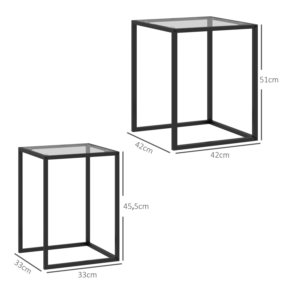Tavolino da salotto ¨C Minimal ¨C nero, vetro temperato, acciaio