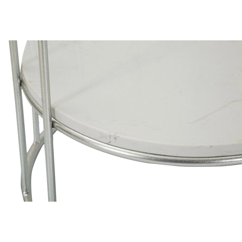Tavolino VKH583, Argento, Marmo, 40x40x76 cm