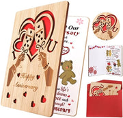Carta di auguri in legno di bambù - Carte di auguri in legno - Ricordo duraturo per coppie - 15,1 x 11 cm - Carta di auguri per il matrimonio