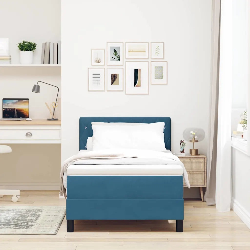 Letto a Sorgente LED con led Blu Scuro 90 x 190 cm Velluto 3342558
