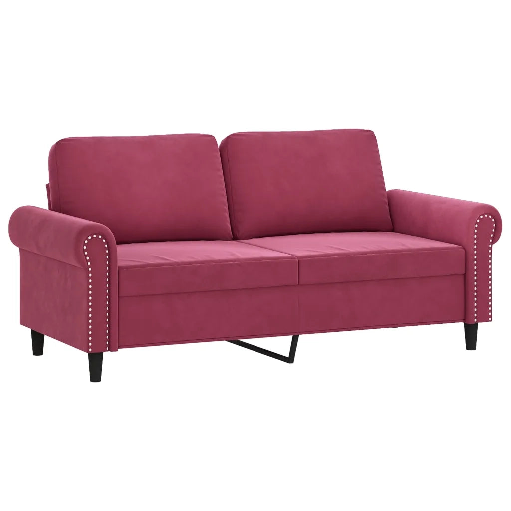 Set di Divani 3 pz con Cuscini Rosso Vino in Velluto 3202224