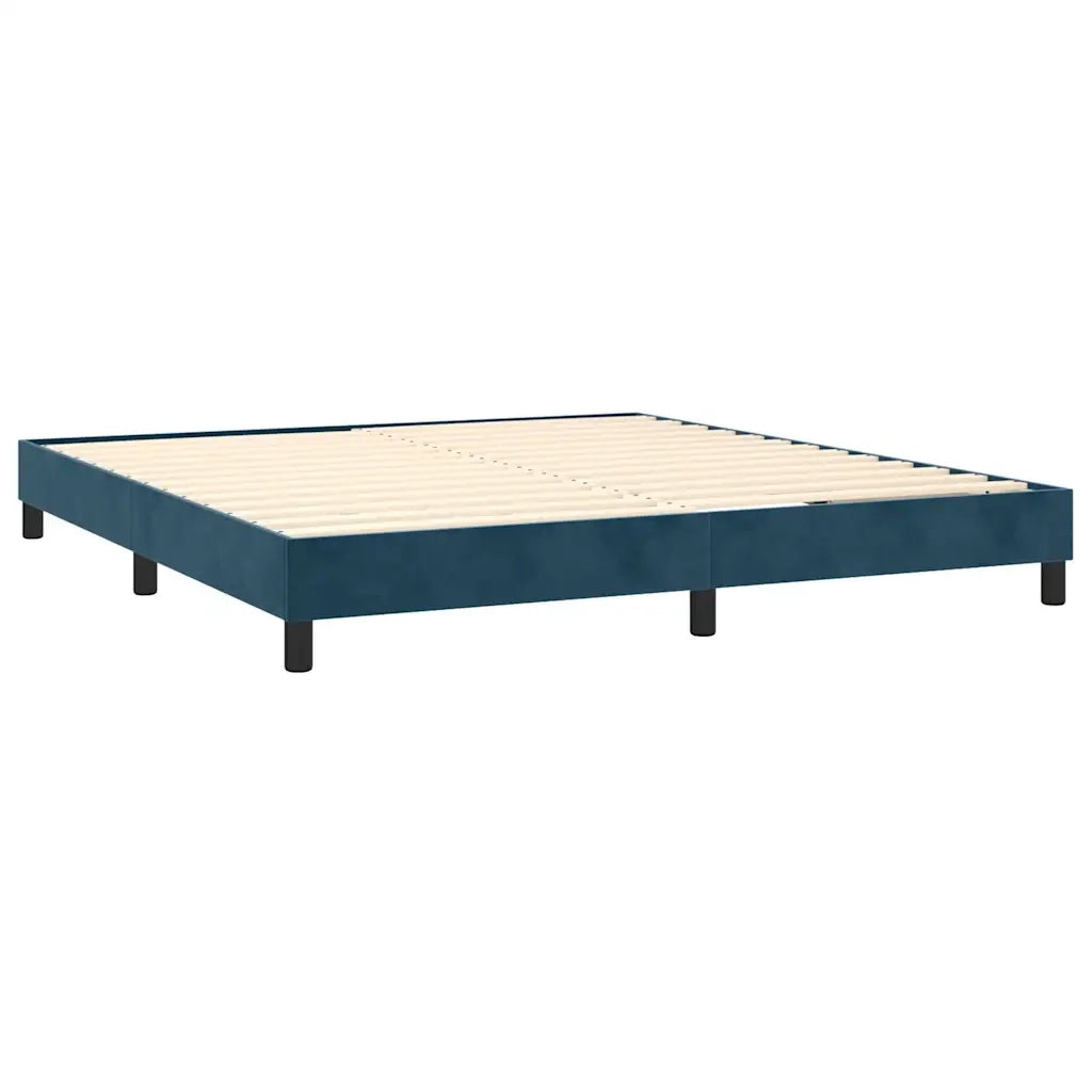 Letto a Molle con Materasso e LED Blu Scuro 160x200 cm